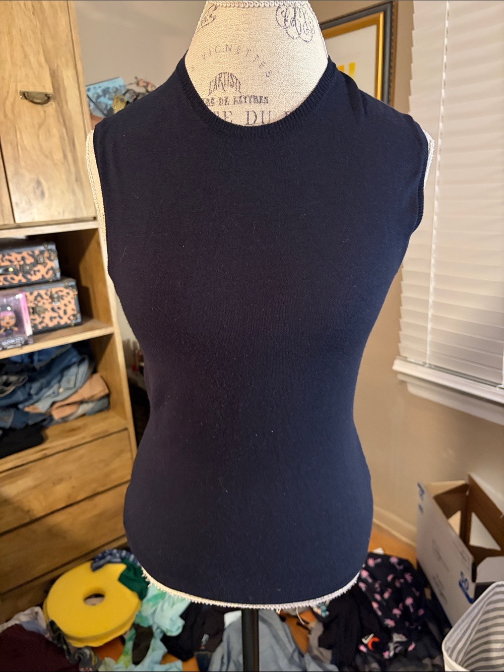 Calvin Klein Collection Navy Sleeveless Knit Top - Small
